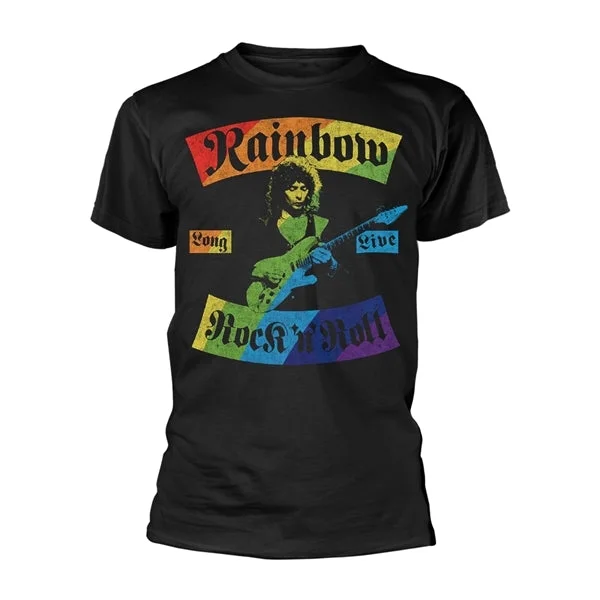 Rainbow | Official Band T-Shirt | Long Live RNR Rainbow Oversized T-Shirt Spandex breathable