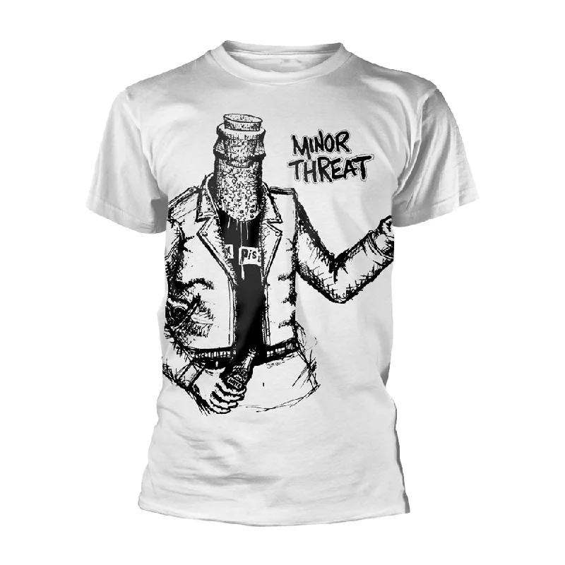 Minor Threat Unisex T-shirt: Bottle Man (Jumbo Print) Houndstooth Herringbone Solid