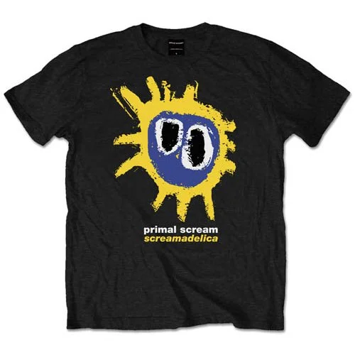 Primal Scream | Official Band T-Shirt | Screamadelica Yellow Fitted T-Shirt Seamless Stretchy