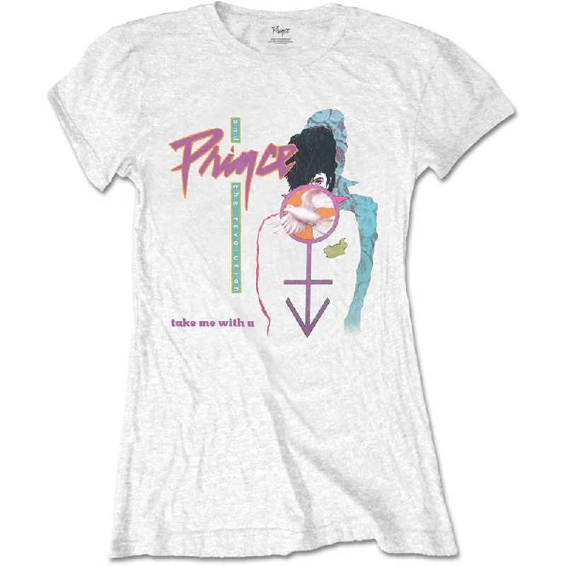 Prince Ladies T-Shirt: Take Me With U Zippered Front Buttoned Front Snap Front