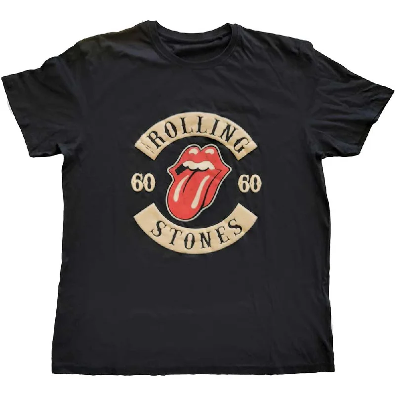 The Rolling Stones | Official Band T-Shirt | Sixty Biker Tongue (Suede Flock) Chenille Blend Fleece Blend Nylon Blend