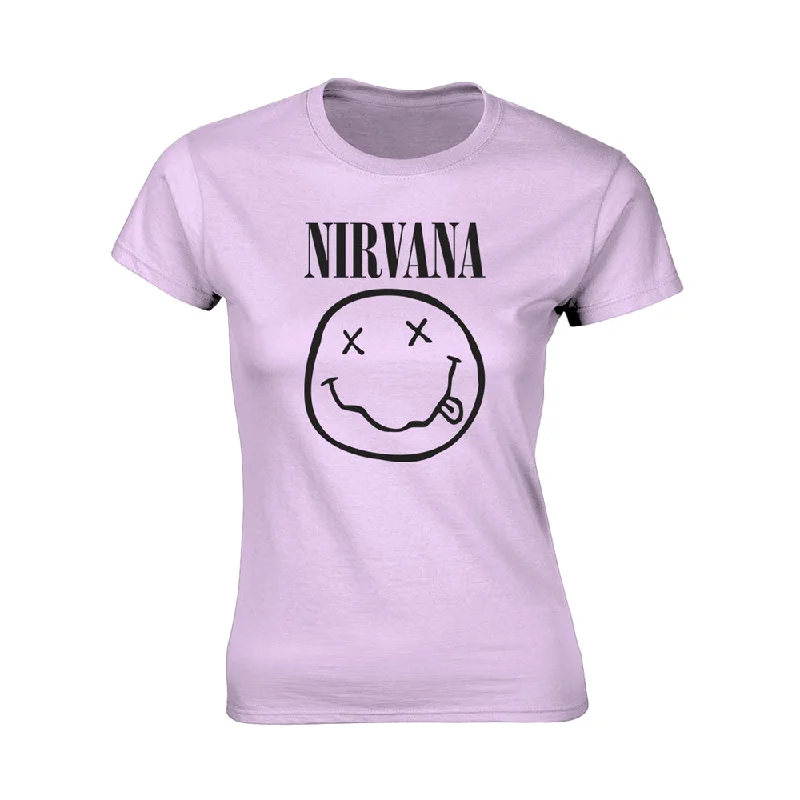 Nirvana Ladies T-shirt: Happy Face Zippered Front Buttoned Front Snap Front