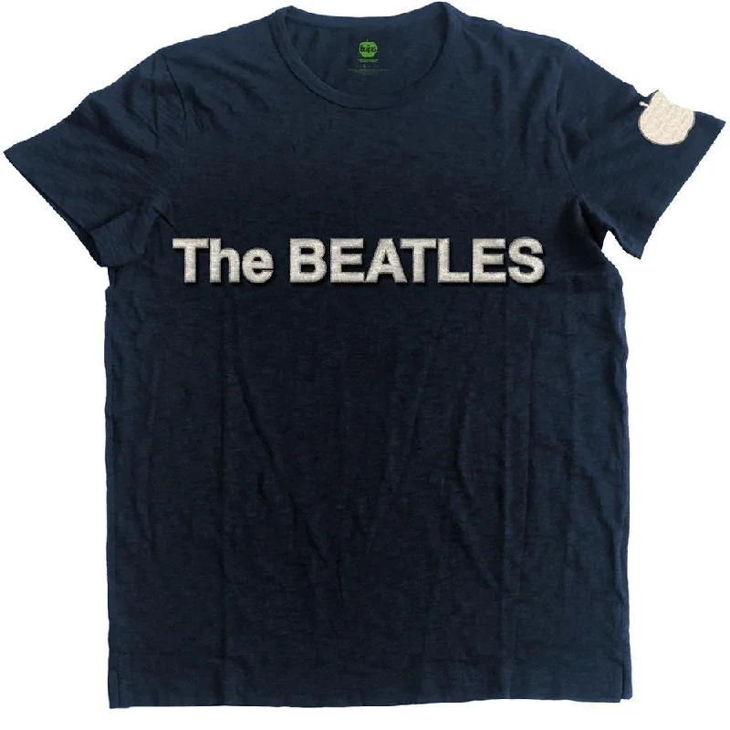 The Beatles Unisex Fashion T-Shirt: Logo & Apple (Applique Motifs) Fleece Fabric Down Fabric Feather Fabric