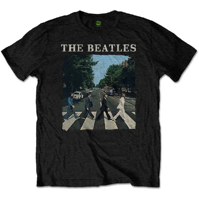 The Beatles | Official Band T-Shirt | Abbey Road & Logo Collared T-Shirt Boat Neck A-Line