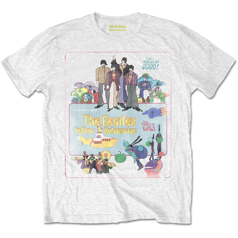 The Beatles | Official Band T-Shirt | Yellow Submarine Vintage Movie Poster Notch Collar Peter Pan Collar Cowl Neck