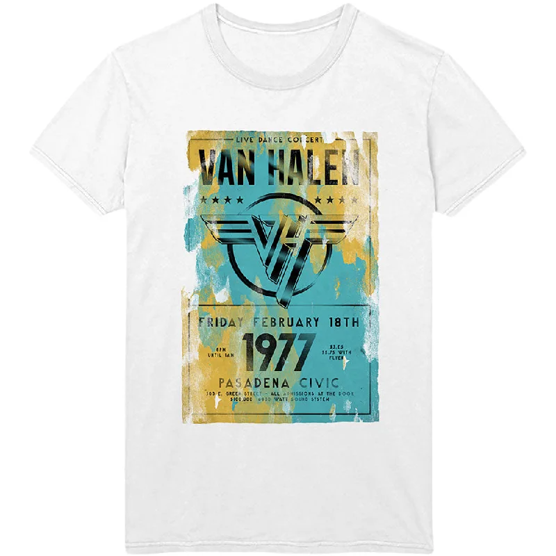 Van Halen | Official Band T-Shirt | Pasadena '77 Print Jacquard Patchwork