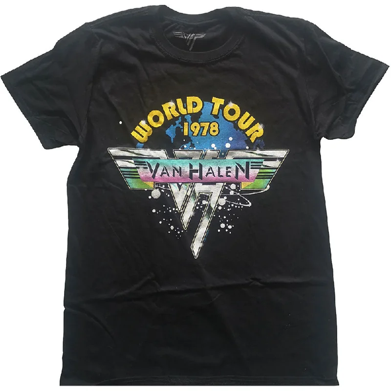 Van Halen | Official Band T-Shirt | World Tour '78 Full Colour Cashmere Blend Cotton Blend Poly Blend