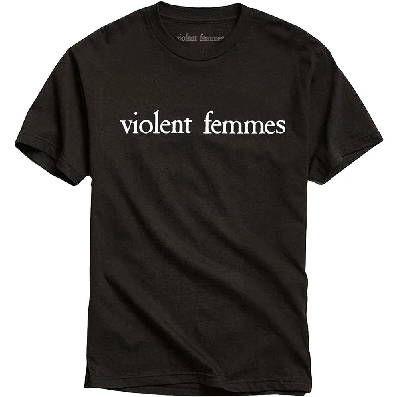 Violent Femmes T-Shirt: White Vintage Logo Solid Print Embellished