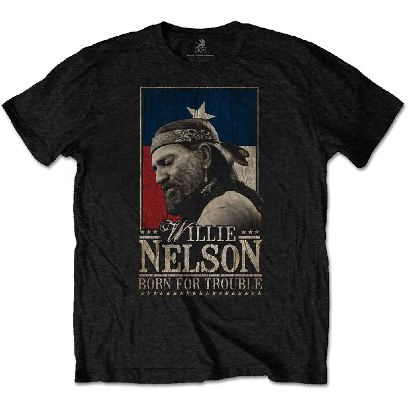 Willie Nelson | Official Band T-Shirt | Born For Trouble Hooded Caped Shawl Collar