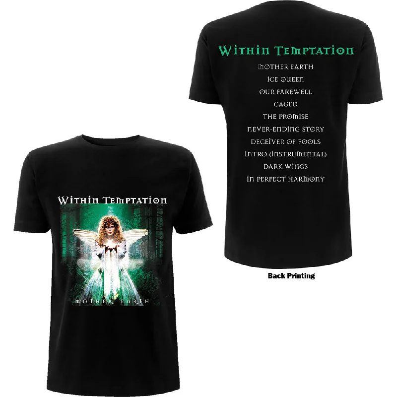 Within Temptation | Official Band T-Shirt | Mother Earth (Back Print) Houndstooth Herringbone Solid