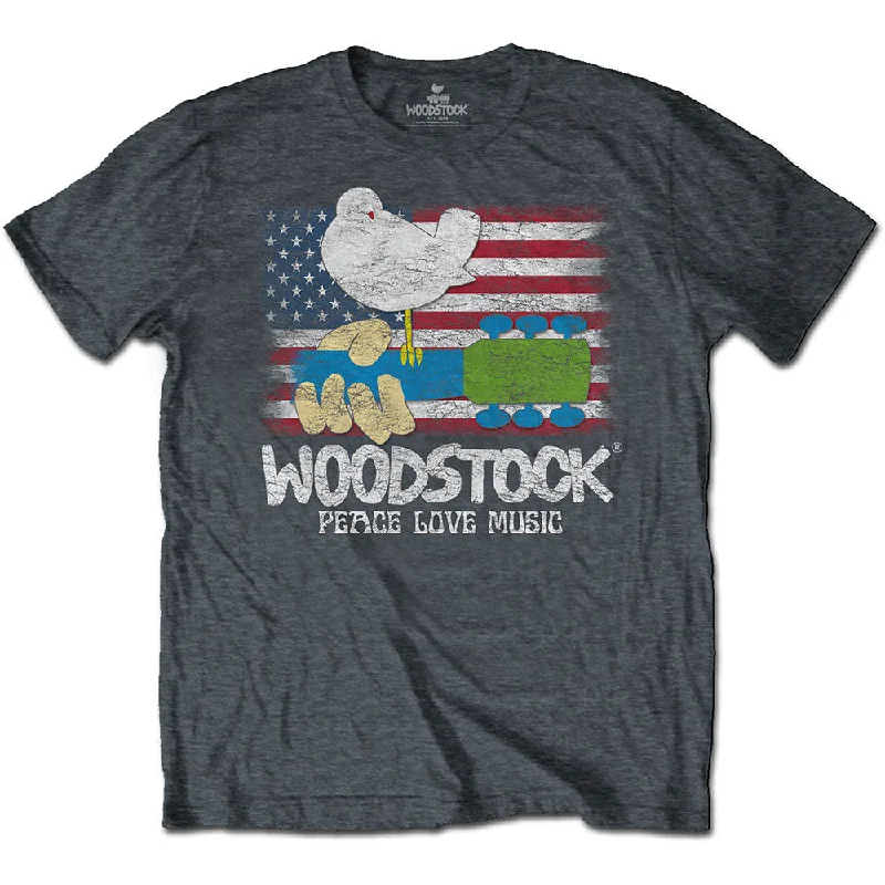 Woodstock | Official Band T-shirt | Flag Spandex Blend Rayon Blend Denim Blend