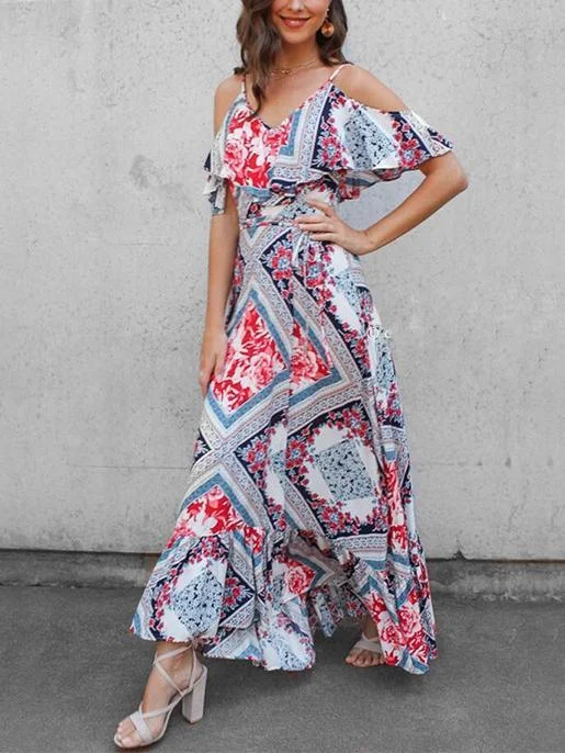 New Women Sling Long Beach Midi Dress Fashionable Chiffon Midi Dress