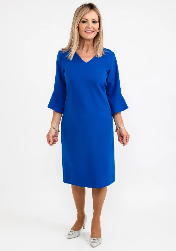 Avalon Sophie Bell Sleeve Pencil Midi Dress, Royal Blue Chic Lace Detail Midi Dress