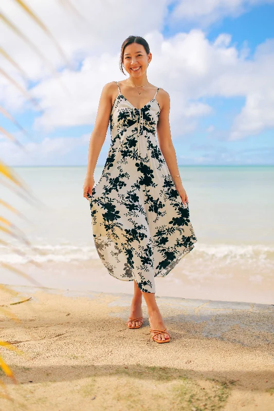 B&W Floral Ruche Midi Dress (RESTOCKED) Trendy Floral Wrap Midi Dress