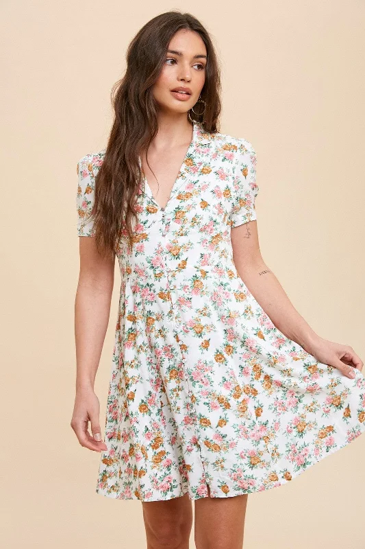 Calli Floral Pattern Mini Dress Chic Halter Mini Dress