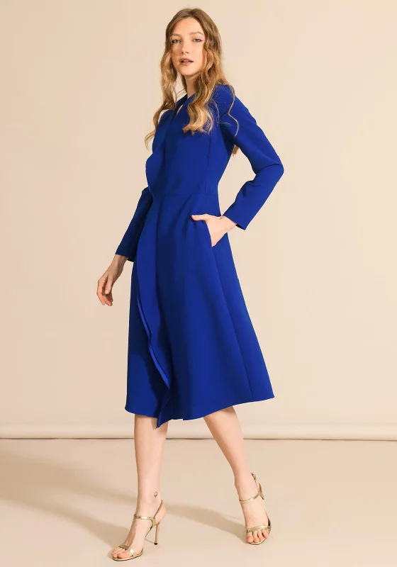 Caroline Kilkenny River Midi Dress, Royal Blue Fashionable Off-Shoulder Dress Midi