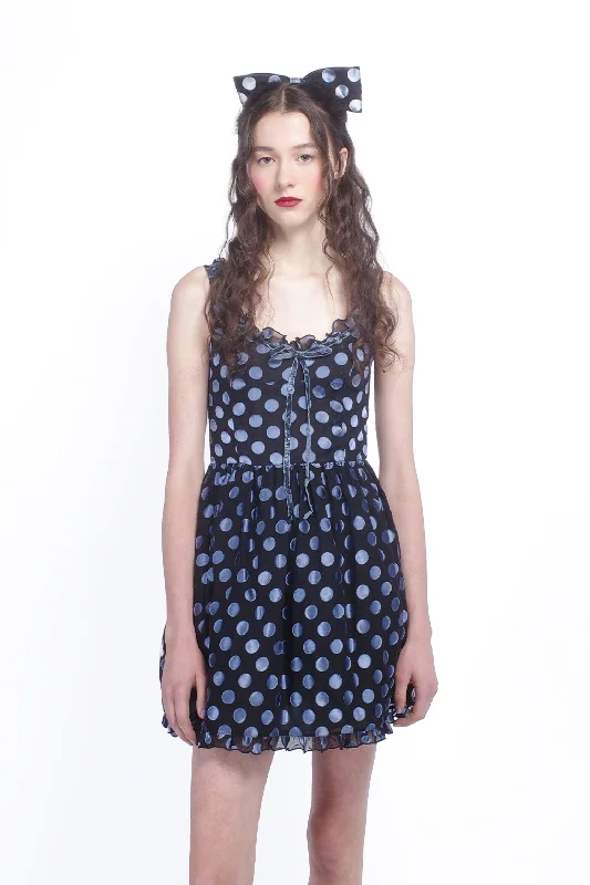 Dot Chiffon Ruffle Mini Dress Fashionable Polka Dot Mini Dress