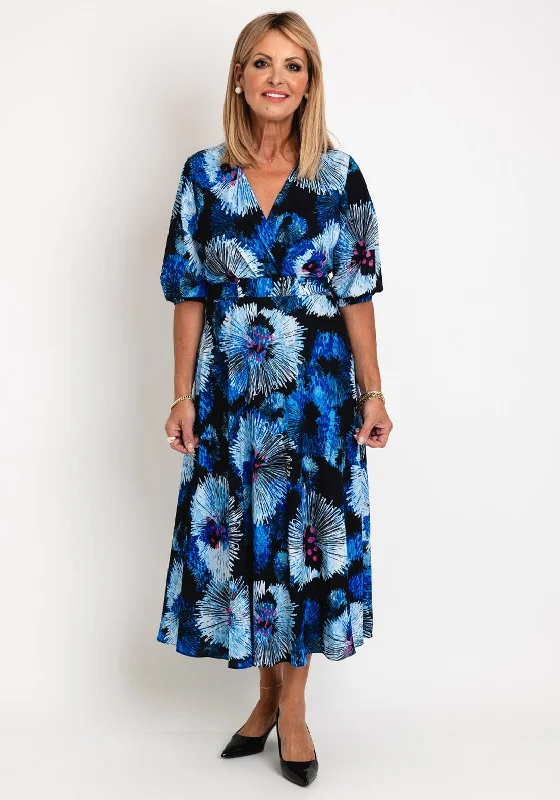 Ella Boo Floral Print A-Line Midi Dress, Multi Comfortable Wrap Midi Dress