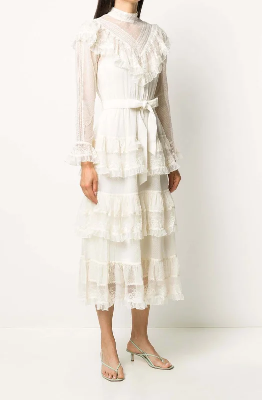 Glassy frilled lace midi dress by Zimmermann Elegant Pleated Detail Midi Dress