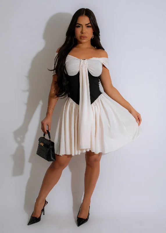 Harmony Of Contrasts Mini Dress White Fashionable Party Mini Dress