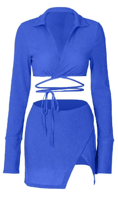 Hot Spot <br><span>Blue Long Sleeve Cross Wrap V Neck Crop Top Split Wrap Bodycon Two Piece Casual Mini Dress</span> Comfortable Linen Mini Dress Hot Spot <br><span>Blue Long Sleeve Cross Wrap V Neck Crop Top Split Wrap Bodycon Two Piece Casual Mini Dress</span> Comfortable Linen Mini Dress