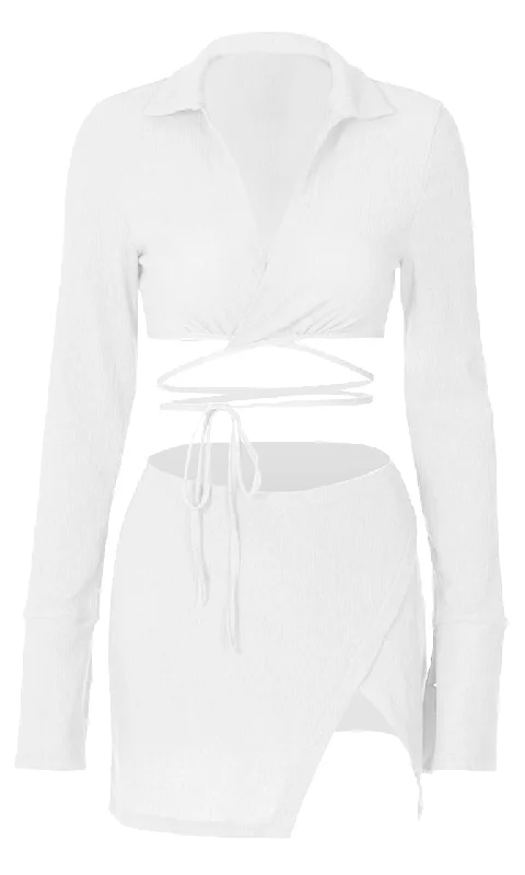 Hot Spot <br><span>White Long Sleeve Cross Wrap V Neck Crop Top Split Wrap Bodycon Two Piece Casual Mini Dress</span> Cozy T-Shirt Mini Dress Hot Spot <br><span>White Long Sleeve Cross Wrap V Neck Crop Top Split Wrap Bodycon Two Piece Casual Mini Dress</span> Cozy T-Shirt Mini Dress