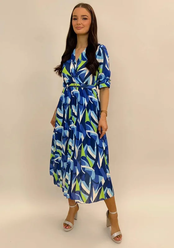 Kate & Pippa Positano Midi Dress, Blue & Lime Classic Black Midi Dress