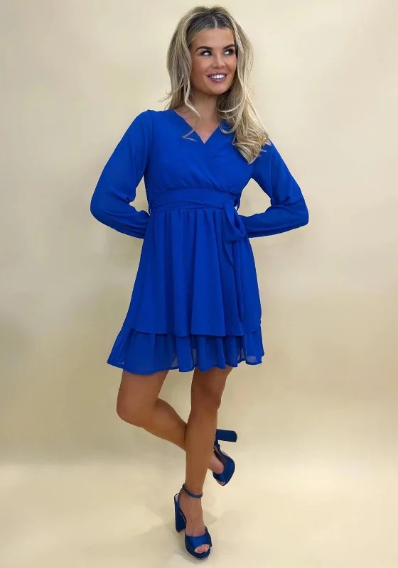 Kate & Pippa Steffi Tiered Mini Dress, Royal Blue Cozy T-Shirt Mini Dress