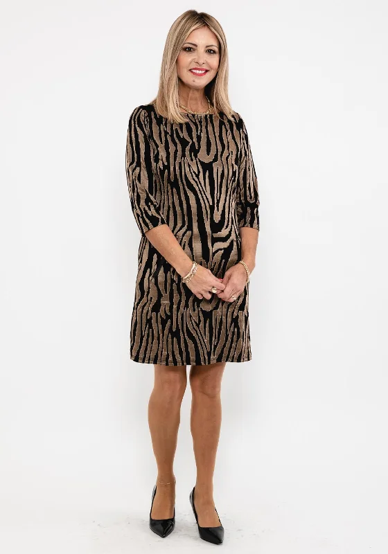 Seventy1 Tiger Print Mini Dress, Black & Gold Cozy Wraparound Mini Dress