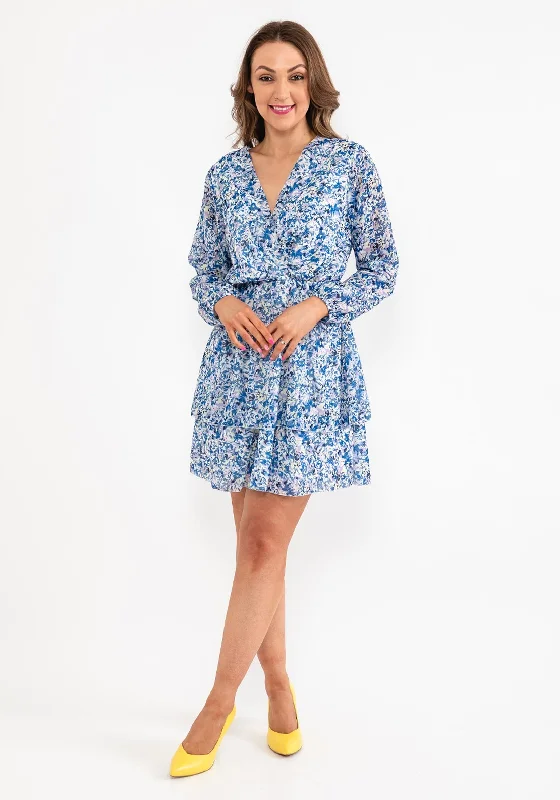 Seventy1 One Size Ditsy Floral Mini Dress, Blue Cozy Ribbed Mini Dress