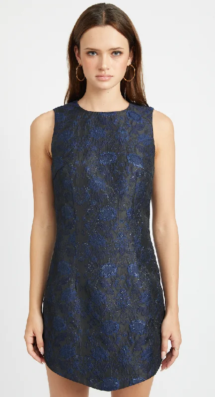 The Blue and Black Jacquard Mini Dress by En Saison Fashionable Summer Mini Dress