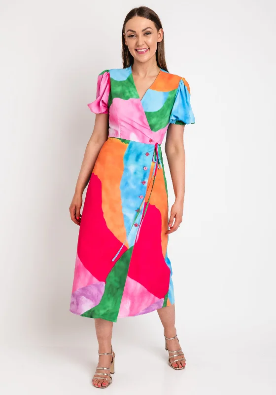 This Girl’s Curiosity Buttoned Wrap Midi Dress, Multi Elegant Maxi-Midi Hybrid Dress