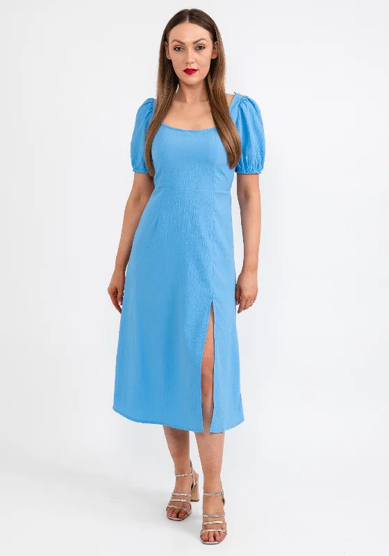 Tiffosi Jasmine Midi Dress, Blue Stylish Satin Midi Dress