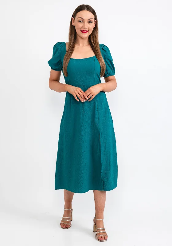 Tiffosi Jasmine Midi Dress, Forest Green Elegant Velvet Midi Dress