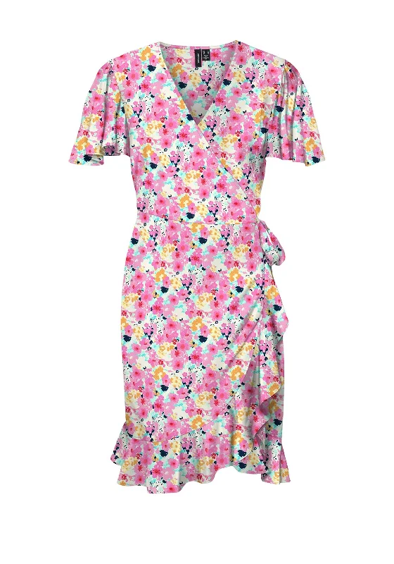 Vero Moda Emma Floral Wrap Mini Dress, Multi Cozy T-Shirt Mini Dress