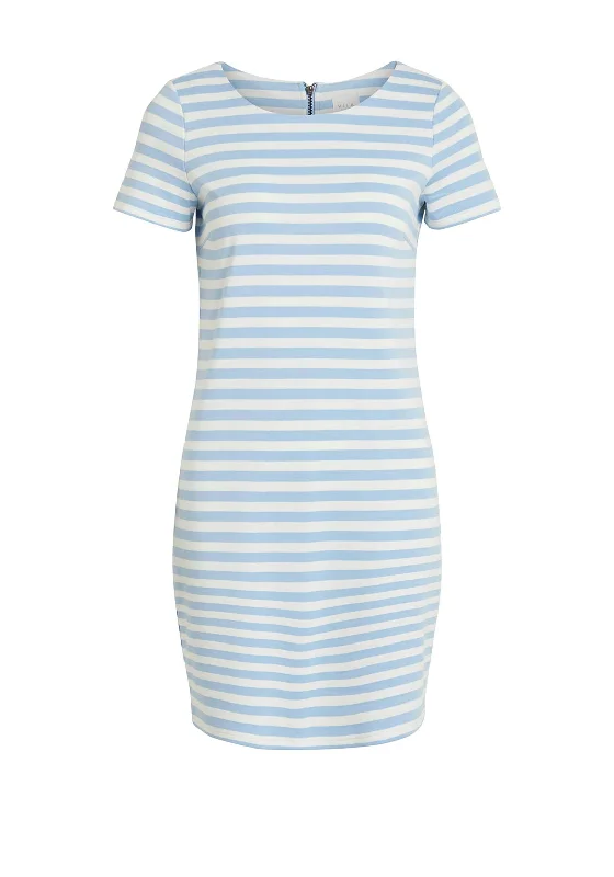 Vila Tinny Striped Midi Dress, Federal Blue Stylish High-Waisted Midi Dress