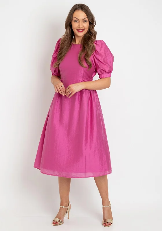 Vero Moda Puff Sleeve Smock Midi Dress, Phlox Pink Cozy Tie-Dye Midi Dress