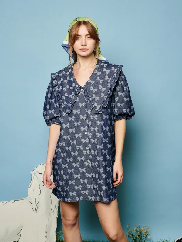 Ziggy Denim Mini Dress Elegant Off-Shoulder Dress Mini