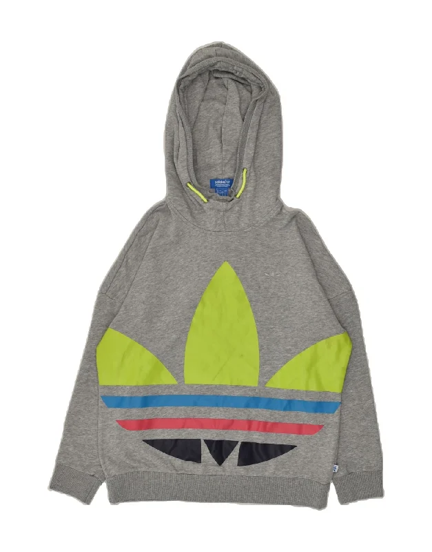 ADIDAS Womens Graphic Hoodie Jumper UK 12 Medium Grey Cotton Hoodie with Thumb Holes Functional Cozy ADIDAS Womens Graphic Hoodie Jumper UK 12 Medium Grey Cotton Hoodie with Thumb Holes Functional Cozy