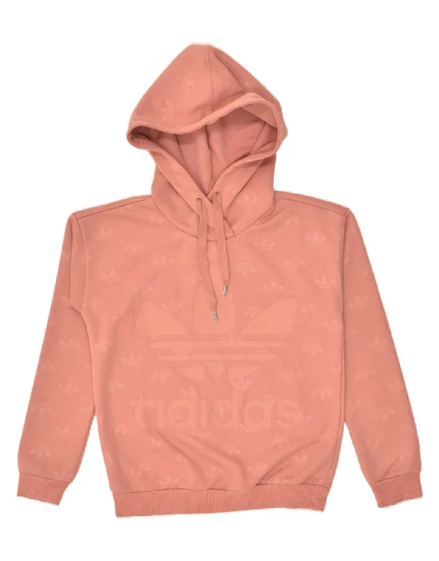 ADIDAS Womens Graphic Hoodie Jumper UK 6 XS Pink Polyester Hoodie with Set-In Sleeves Structured Classic