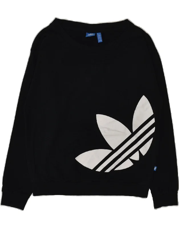 ADIDAS Womens Graphic Sweatshirt Jumper UK 8 Small Black Cotton Hoodie with Pattern Geometric Abstract ADIDAS Womens Graphic Sweatshirt Jumper UK 8 Small Black Cotton Hoodie with Pattern Geometric Abstract