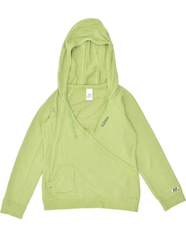 ADIDAS Womens Hoodie Jumper UK 14  Large Green Cotton Hoodie with Relaxed Fit Easy Casual