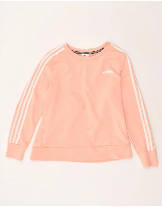 ADIDAS Womens Sweatshirt Jumper UK 12-14 Medium Pink Cotton Hoodie with Illustration Artistic Creative