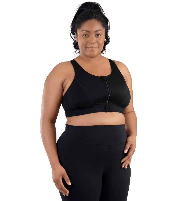 Comfort Support Zip Front Plus Size Sports Bra Comfortable Active Bra