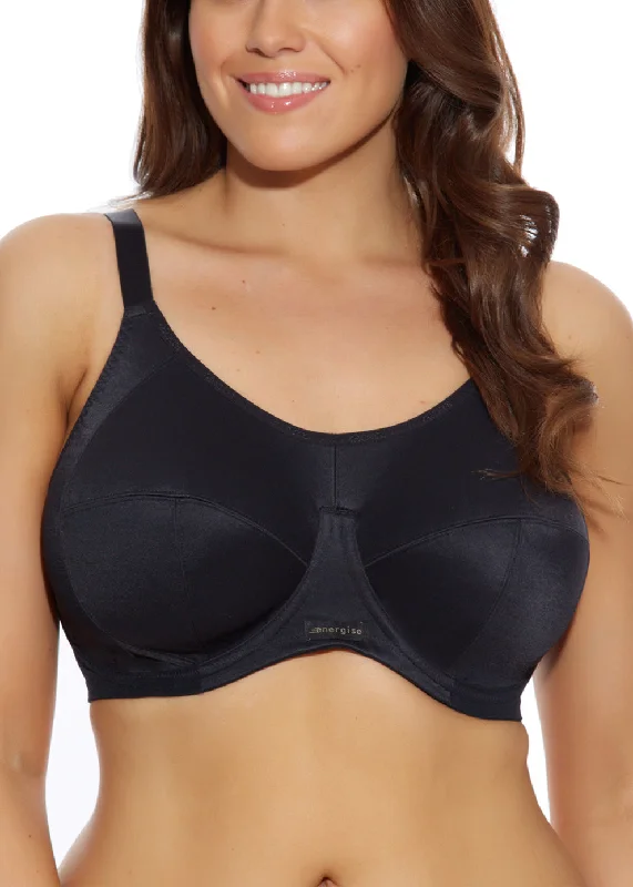 Energise EL8041 Sports Bra with J-Hook (Black) Chic Lace Underwear