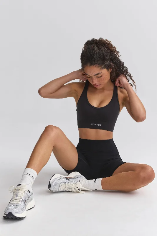 Define Luxe Halterneck Sports Bra in Jet Black Supportive Wireless Bra