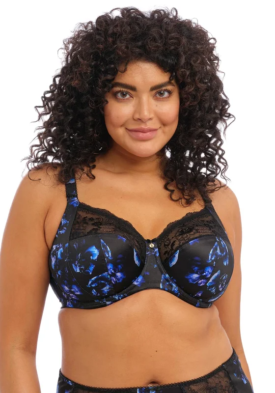 ELomi Morgan Full Cup Bra, Black and Blue Push-Up Wireless Bra