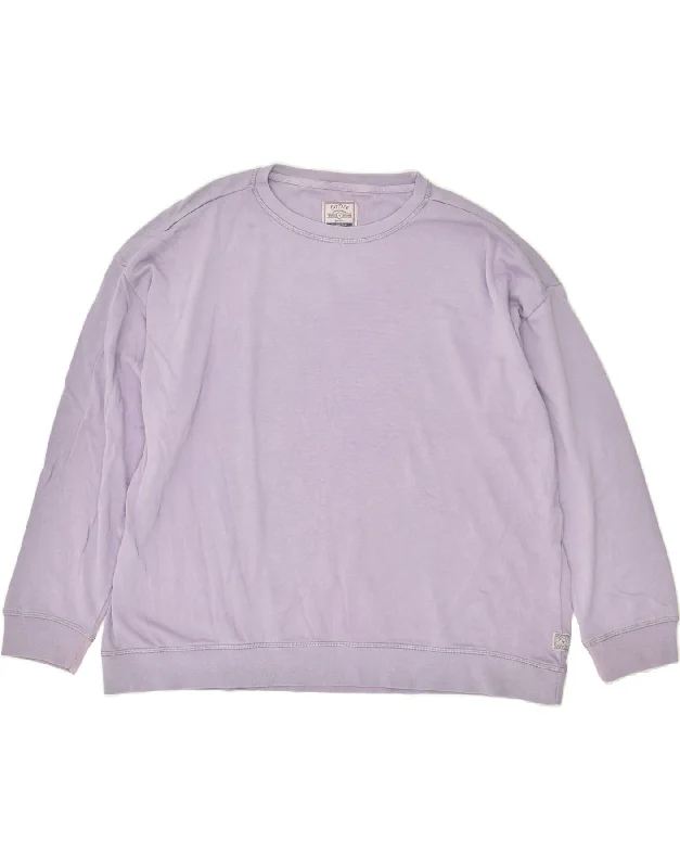 FAT FACE Womens Loose Fit Sweatshirt Jumper UK 22 3XL Purple Cotton Hoodie with Toggle Buttons Decorative Unique