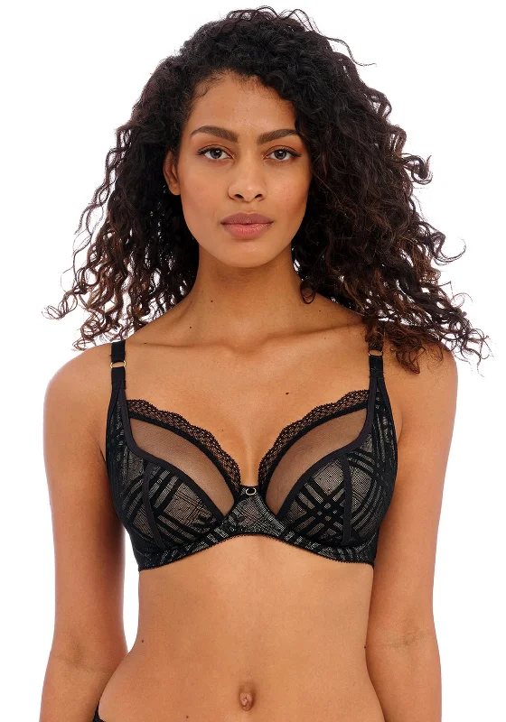 Freya Fatale Plunge Bra, Black Elegant Silk Bra