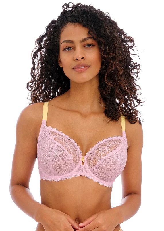 Freya Offbeat Plunge Bra, Pink Cotton Comfort Bra